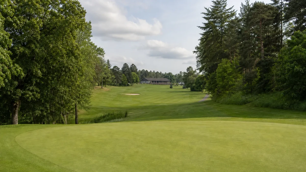 Green och fairway på Danderyds Golfklubbs 9-hålsbana i Danderyd