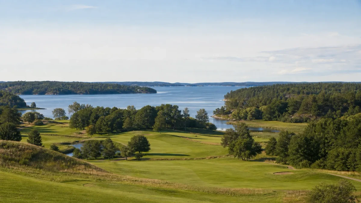Strandbanan i lantlig miljö intill Blistafjärden
