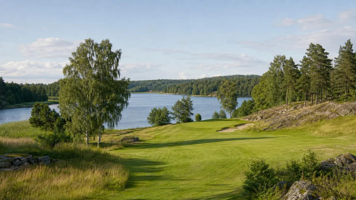 Täby Golfklubbs 18-hålsbana i roslagsmiljö vid Vallentunasjön