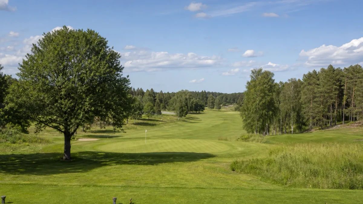 Golfspel på 18-hålsbanan vid Troxhammar Golfklubb