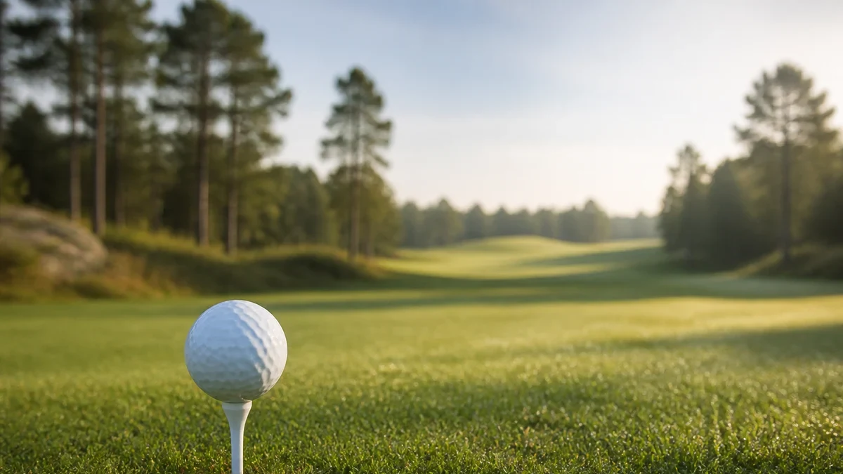 Golfboll på green under ett spelprov för grönt kort