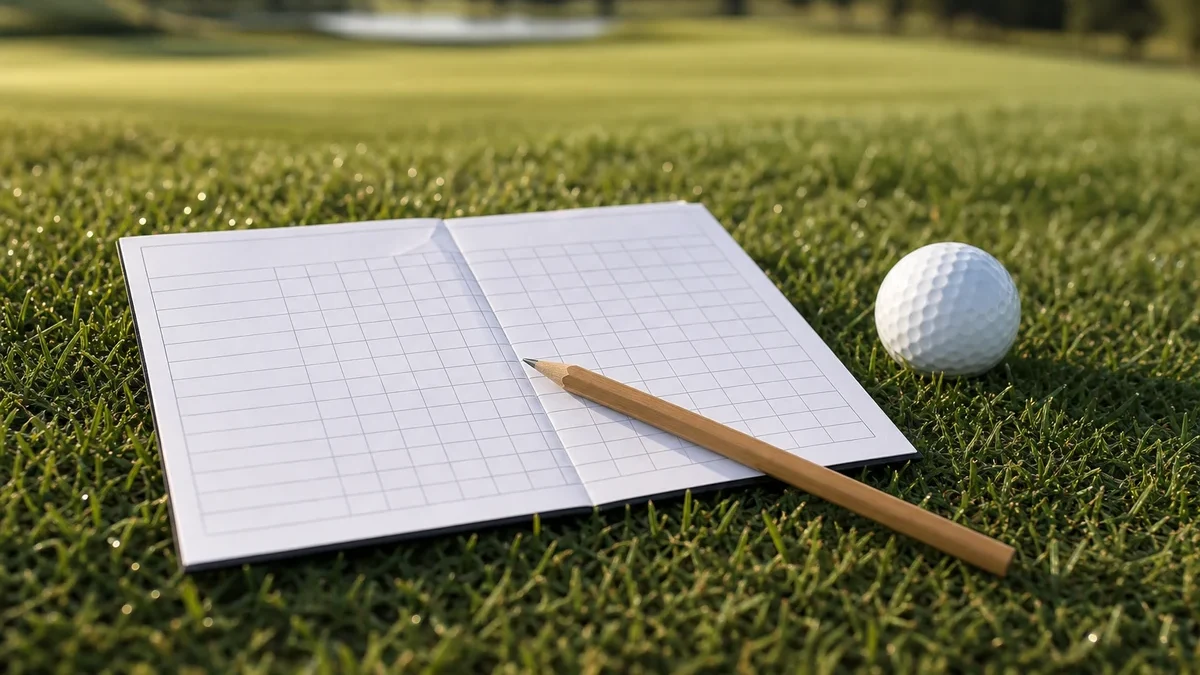 Slagspel i golf: varje slag räknas illustrerad med golfmotiv