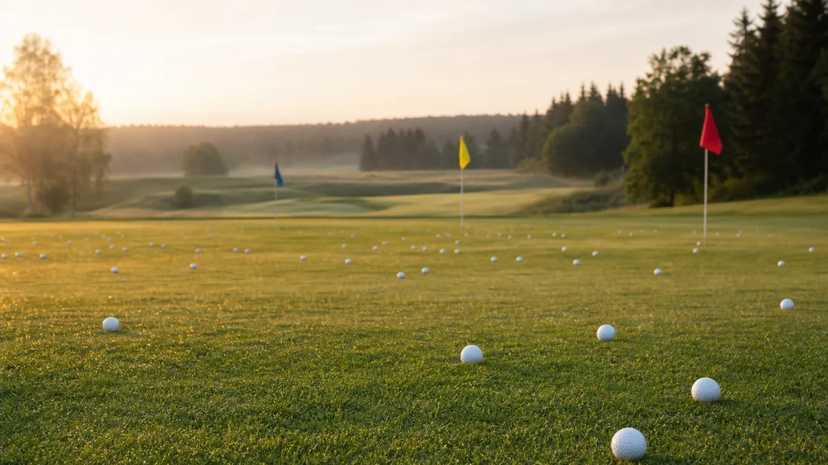Golfsving för nybörjare: träff före kraft illustrerad med golfmotiv